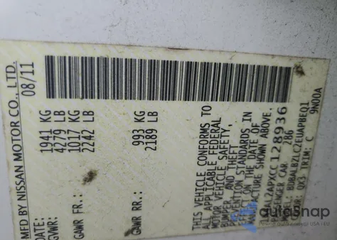 2012 Nissan Altima Base z USA, uszkodzony, nr VIN 1N4AL2APXCC128936